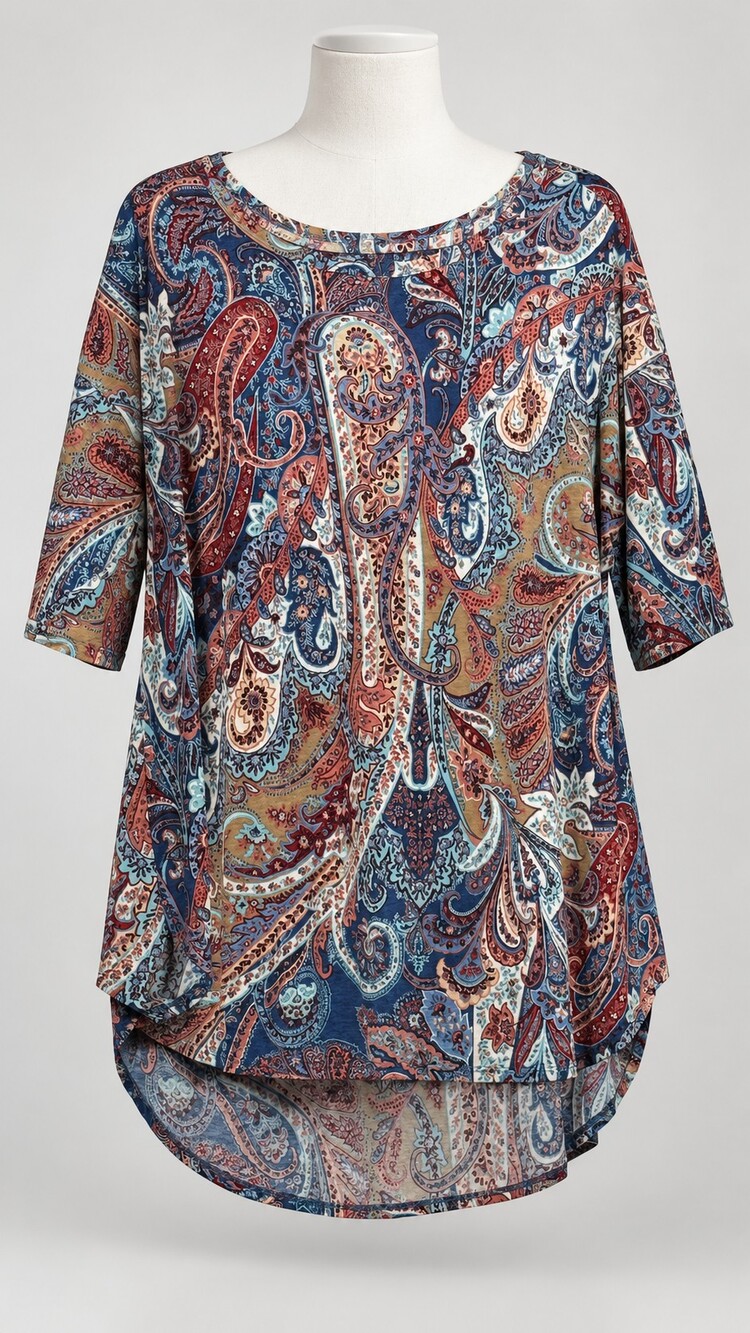 Dressing Audy Paisley Blouse 3/4 Sleeve Multicolor Top large 534
